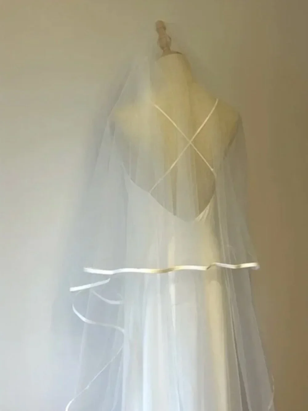 Satin Trim Cathedral Wedding Veil